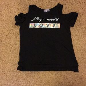 Girls black cold shoulder top good condition